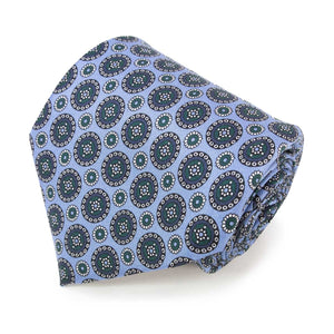 Cravatta in Seta - LIGHT BLUE PATTERNS ROUND